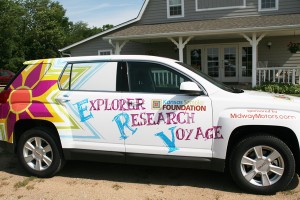 Sampler Foundation staff WenDee LaPlant and Marci Penner on the road in their ERV vehicle. Sampler Foundation staff WenDee LaPlant and Marci Penner on the road in their ERV vehicle.